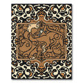 Brown Camel Tribal Frame Rug
