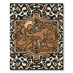 Brown Camel Tribal Frame Rug