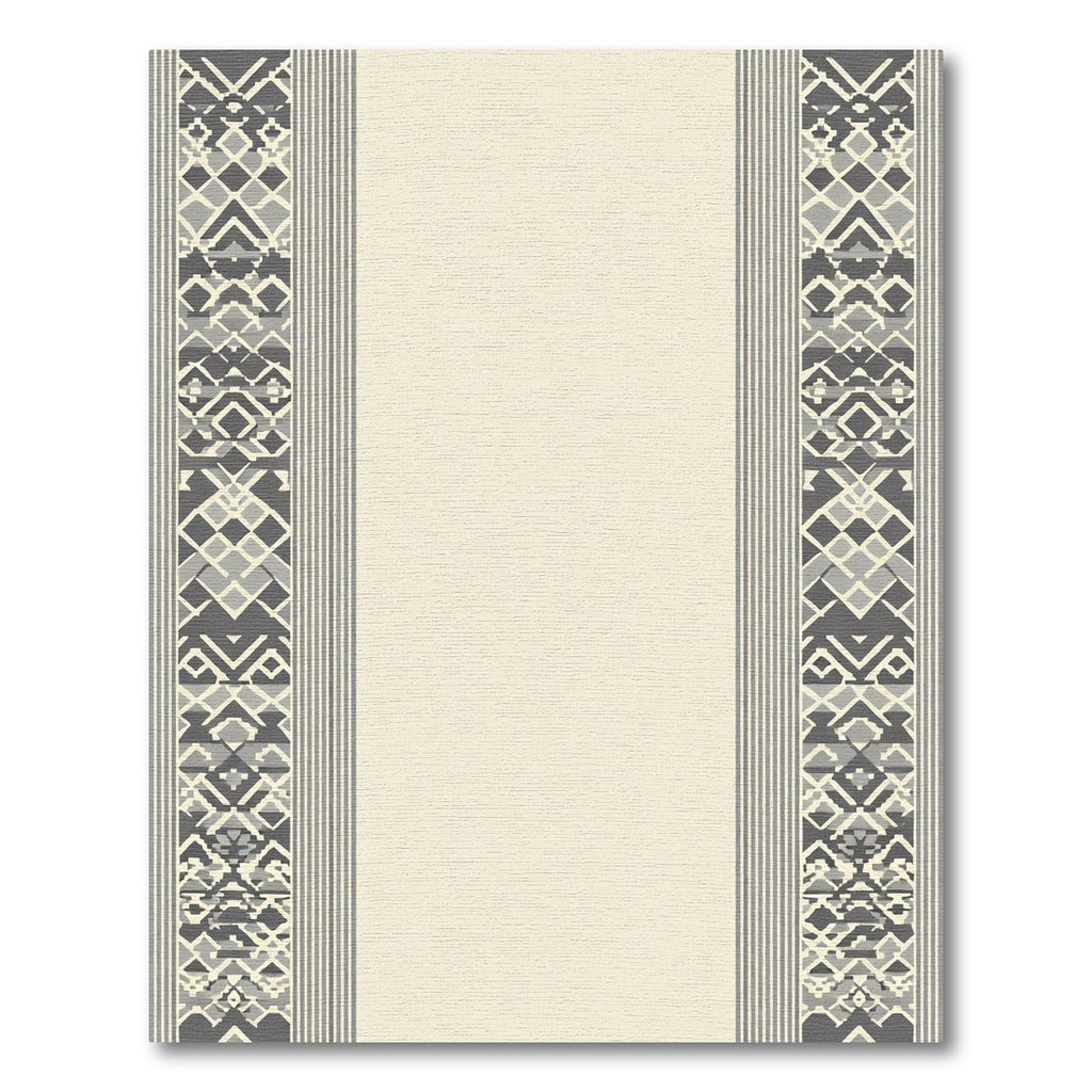 Geometric Gray Diamond Stripe Border Rug