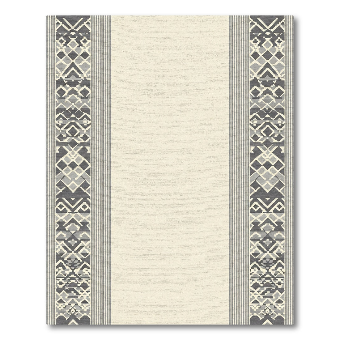 Geometric Gray Diamond Stripe Border Rug