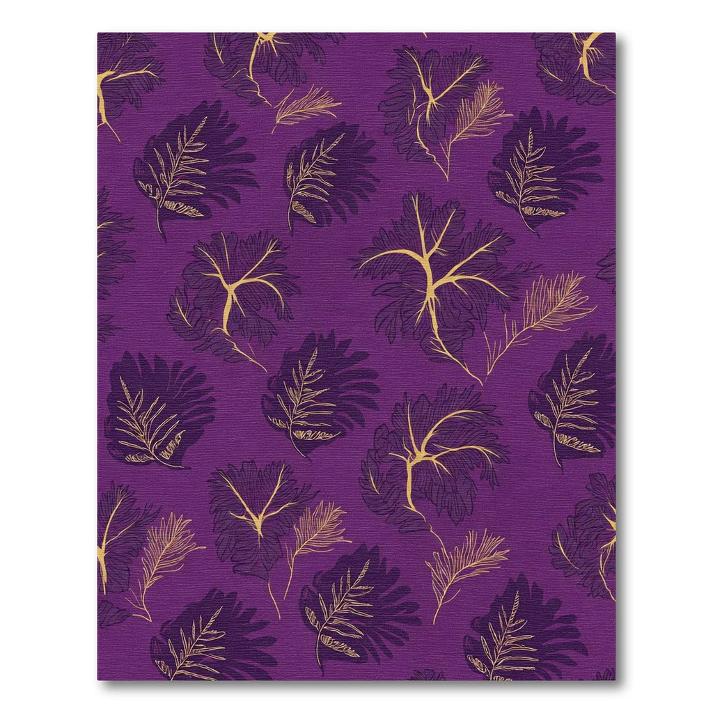 Purple and Gold Botanical Leaf Rug