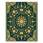 Emerald Gold Floral Sunburst Medallion Rug