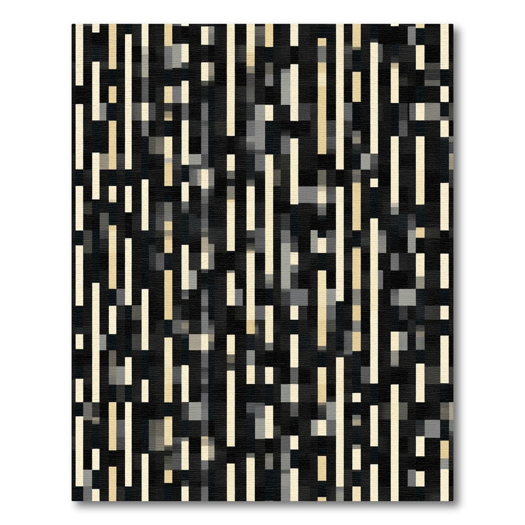 Black Beige Vertical Pixel Lines Rug