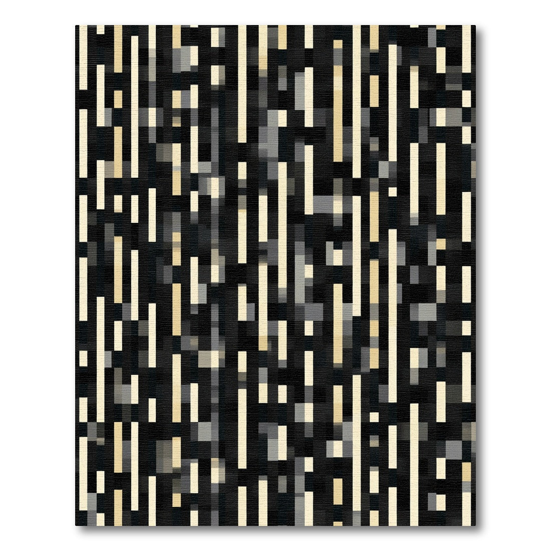 Black Beige Vertical Pixel Lines Rug
