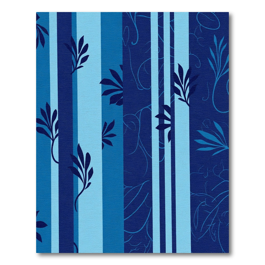 Navy Blue Floral Branch Stripe Rug