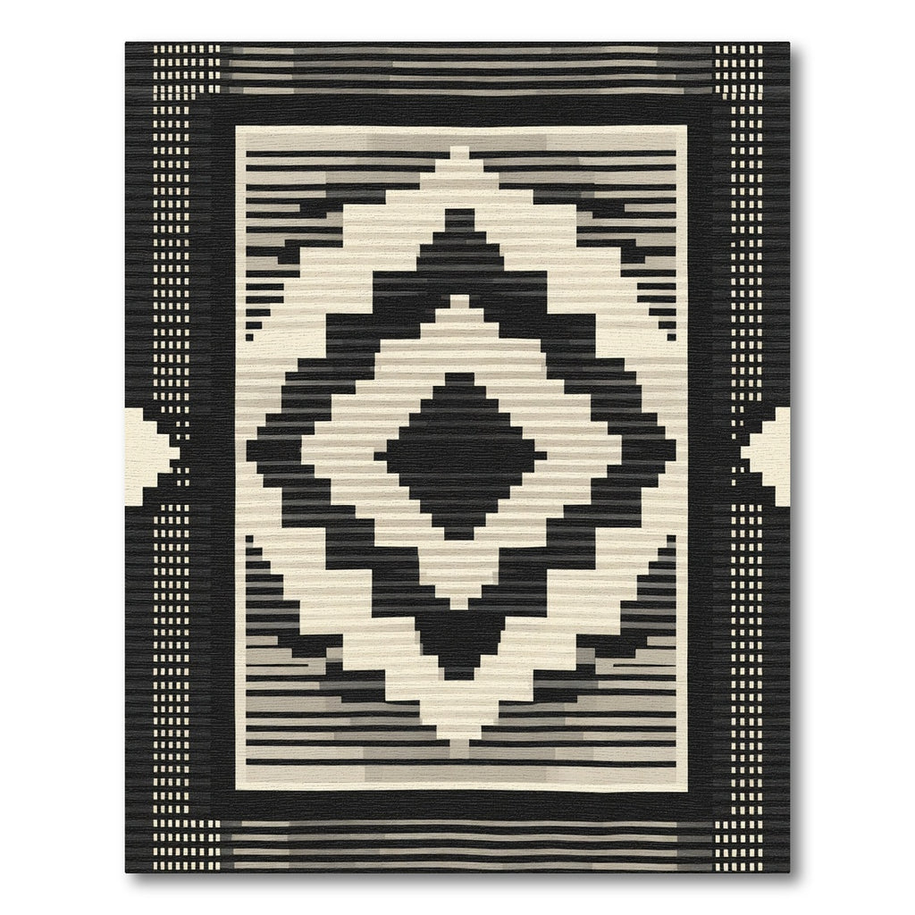 Geometric Diamond Stripe Black Cream Rug