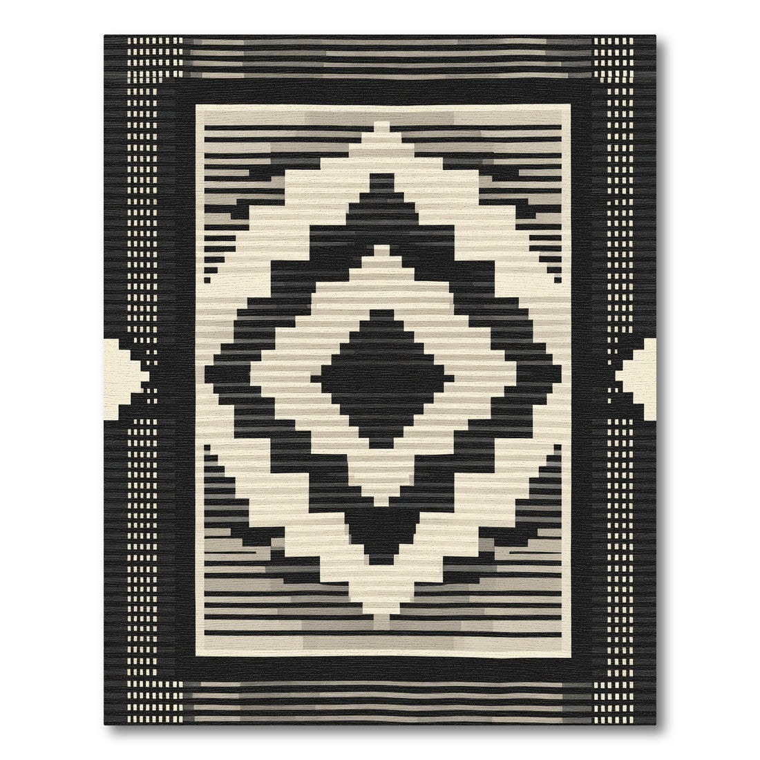 Geometric Diamond Stripe Black Cream Rug