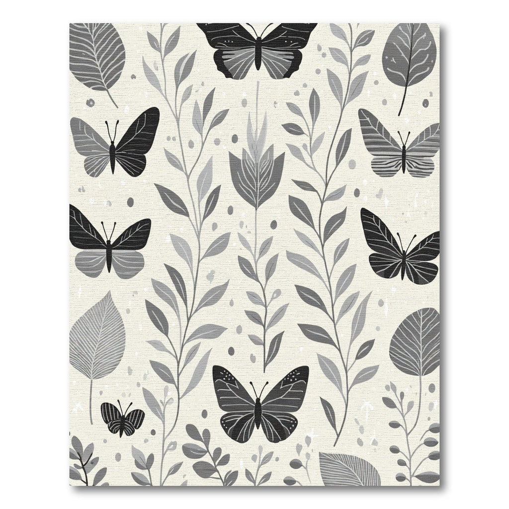 Monochrome Butterfly Botanical Garden Rug