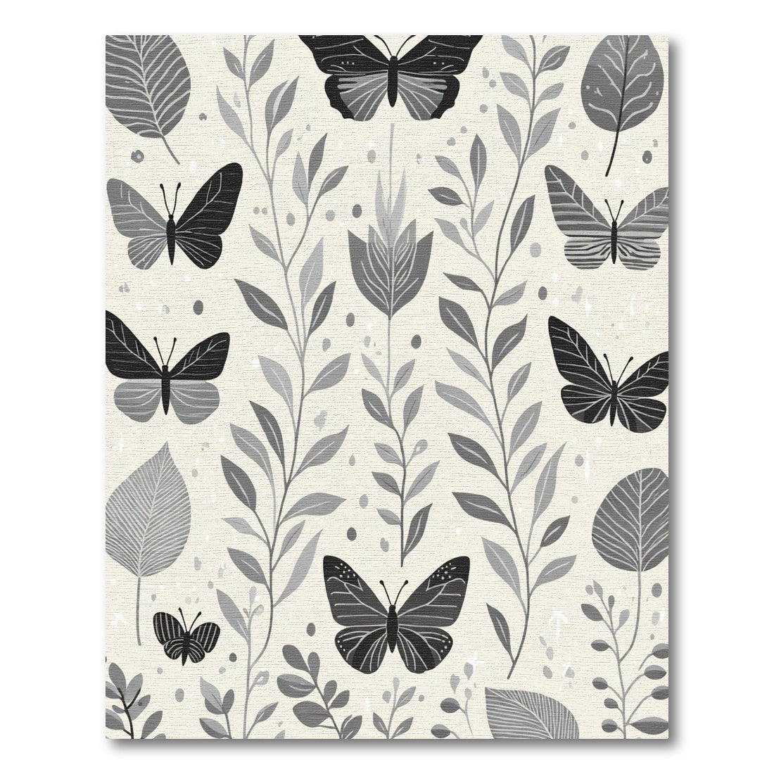Monochrome Butterfly Botanical Garden Rug
