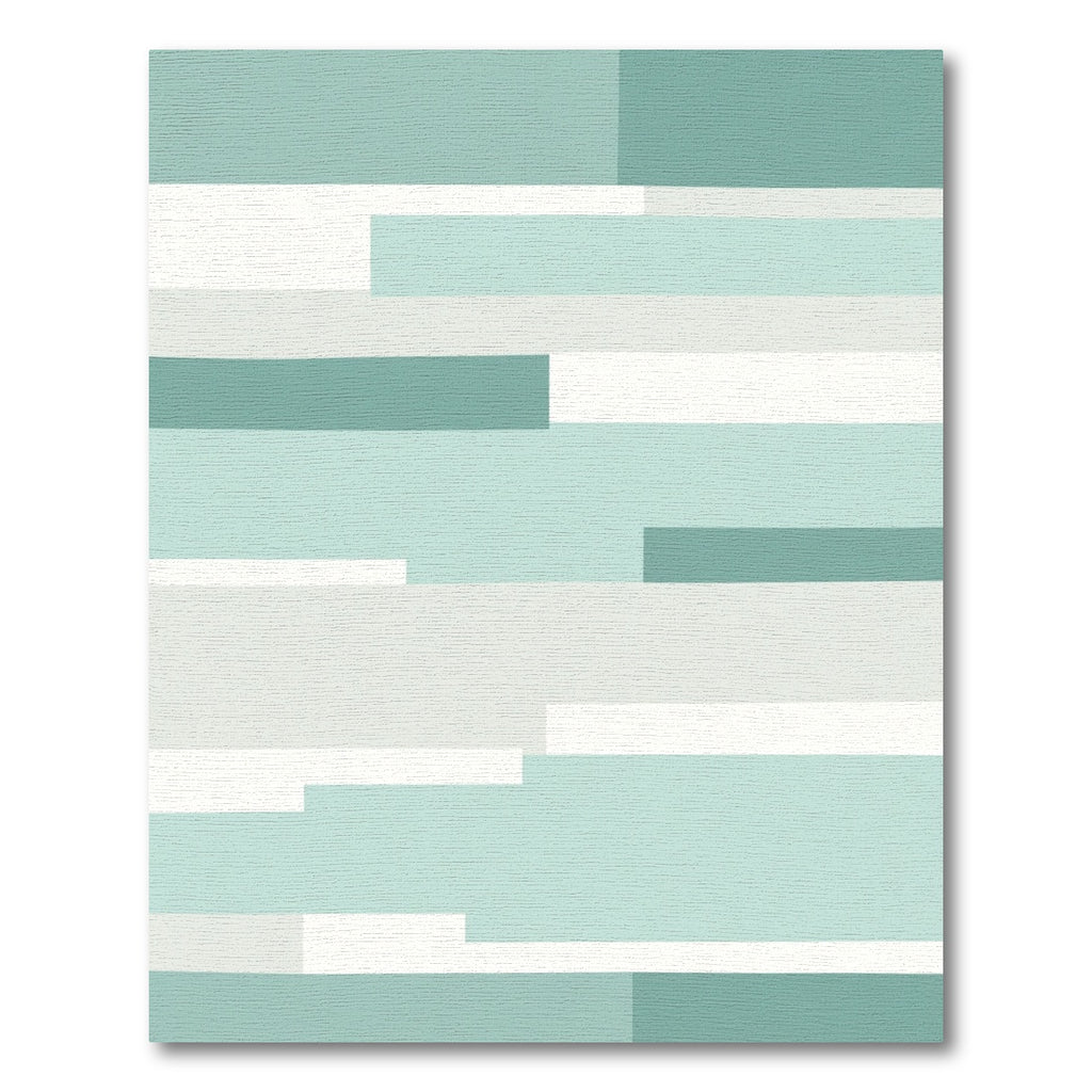Modern Teal White Geometric Stripe Rug