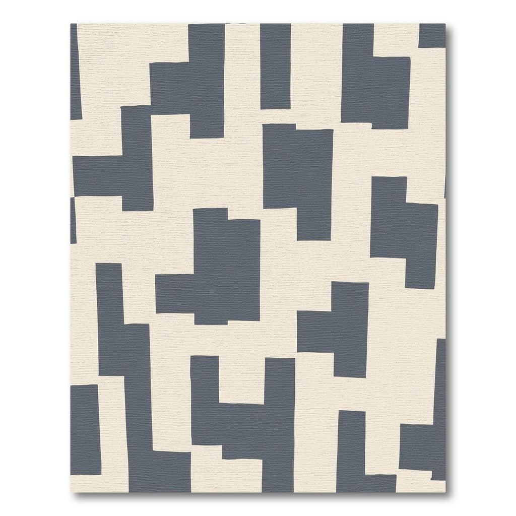 Modern Slate Geometric Block Rug