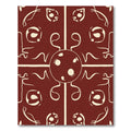 Crimson Sun Face Abstract Vines Rug