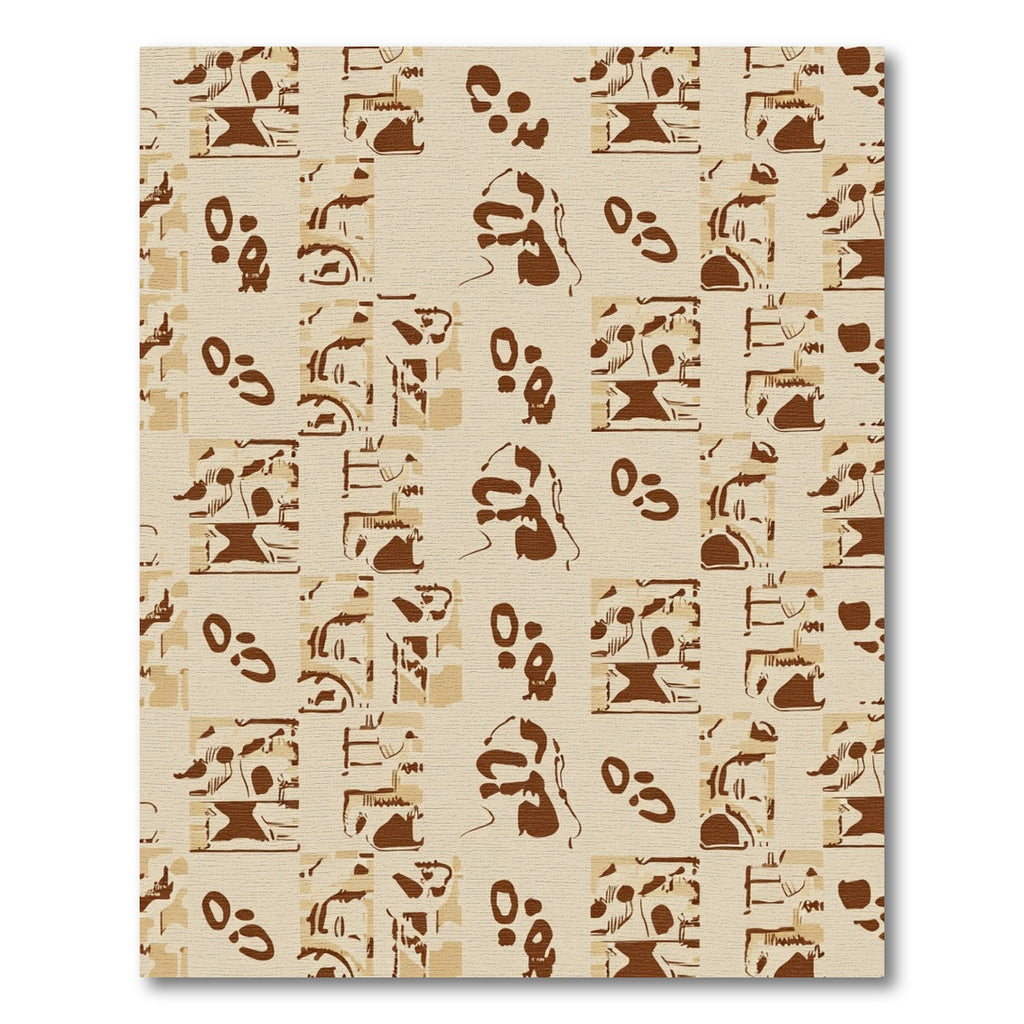 Brown Beige Abstract Face Collage Rug