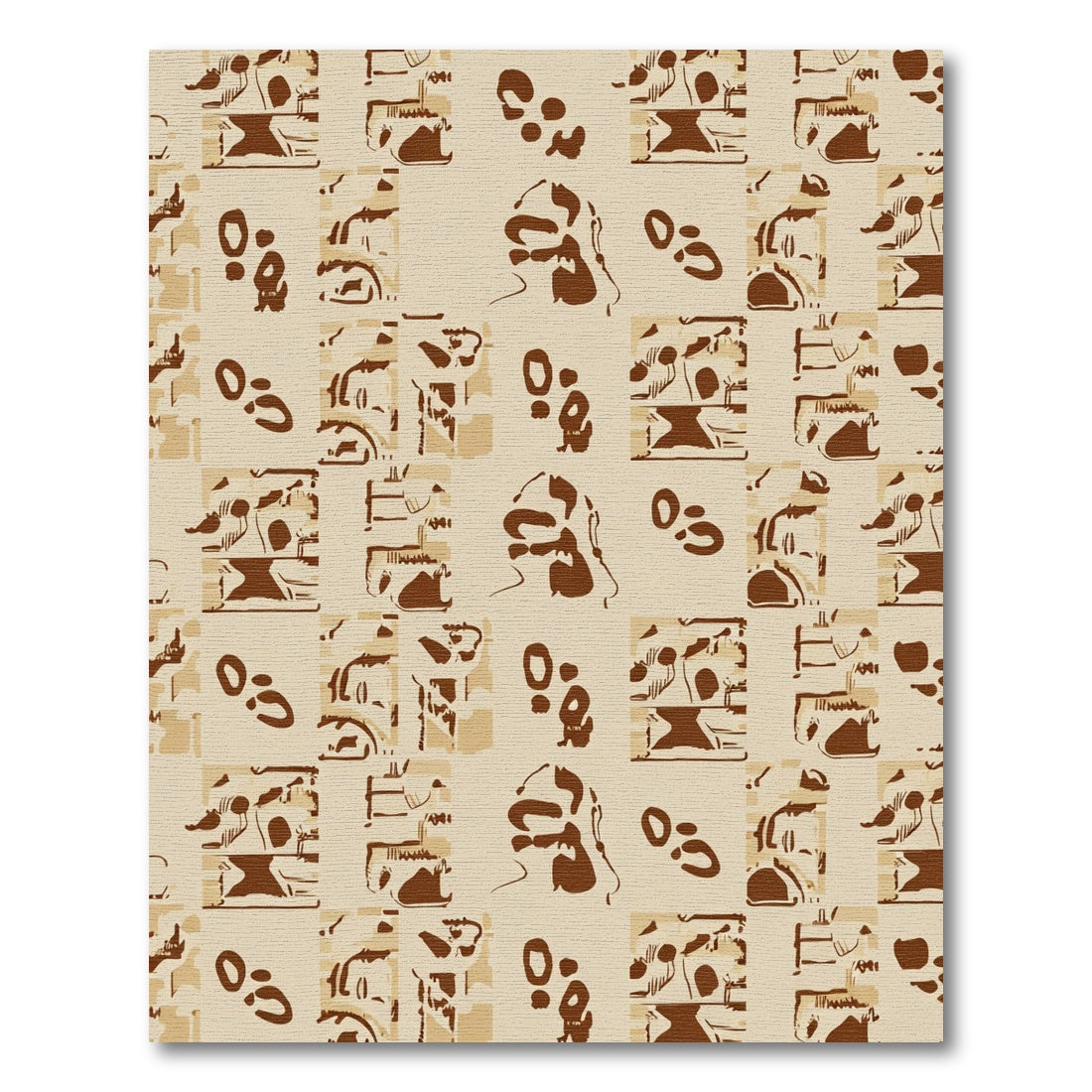 Brown Beige Abstract Face Collage Rug