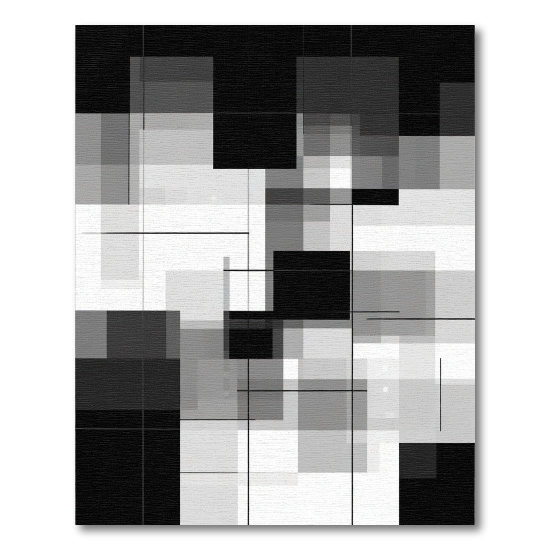 Monochrome Geometric Overlap Rectangles Rug