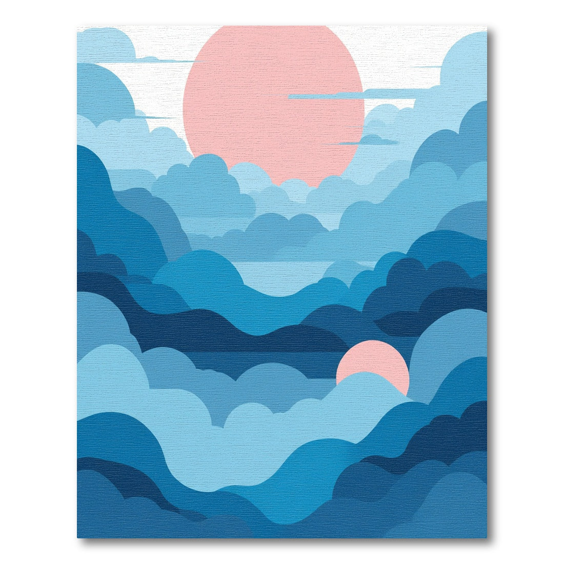 Abstract Blue Cloudscape With Pink Sun Rug