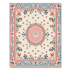 Pink Ochre Blooming Garden Frame Rug