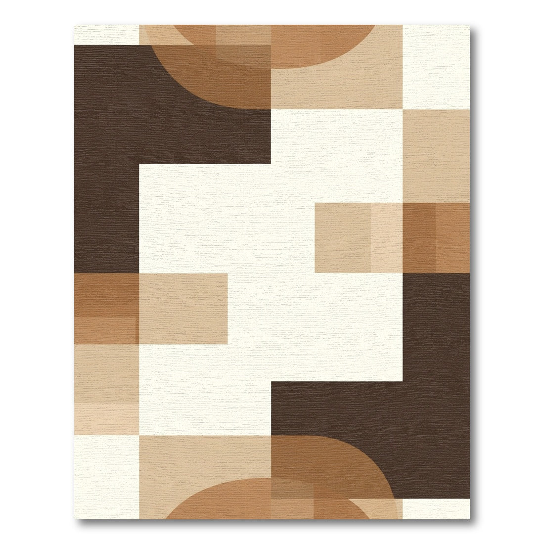 Earthy Tones Geometric Blocks and Curves Rug