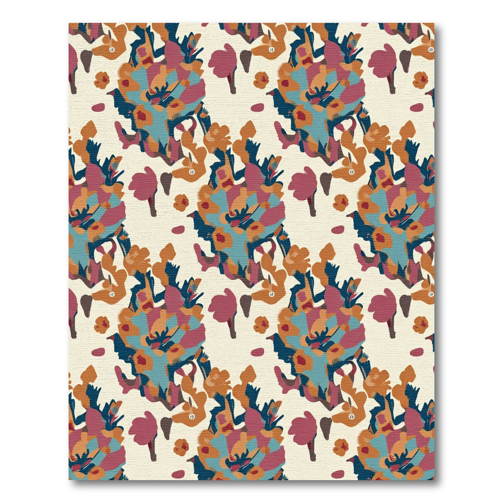 Abstract Floral Swirls Teal And Coral Rug