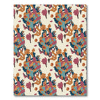 Abstract Floral Swirls Teal And Coral Rug