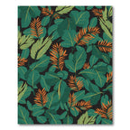 Emerald Teal Leafy Foliage Botanical Rug