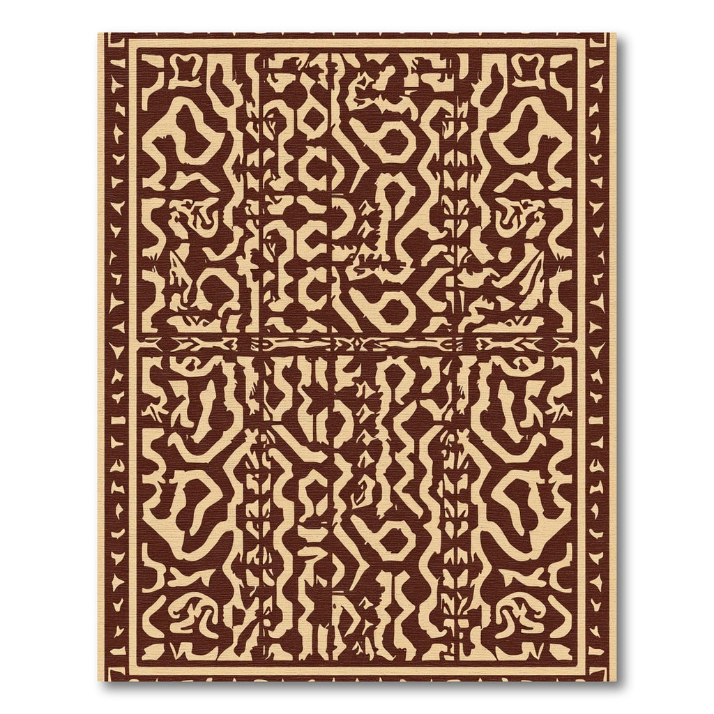 Brown Cream Complex Geometric Layout Rug