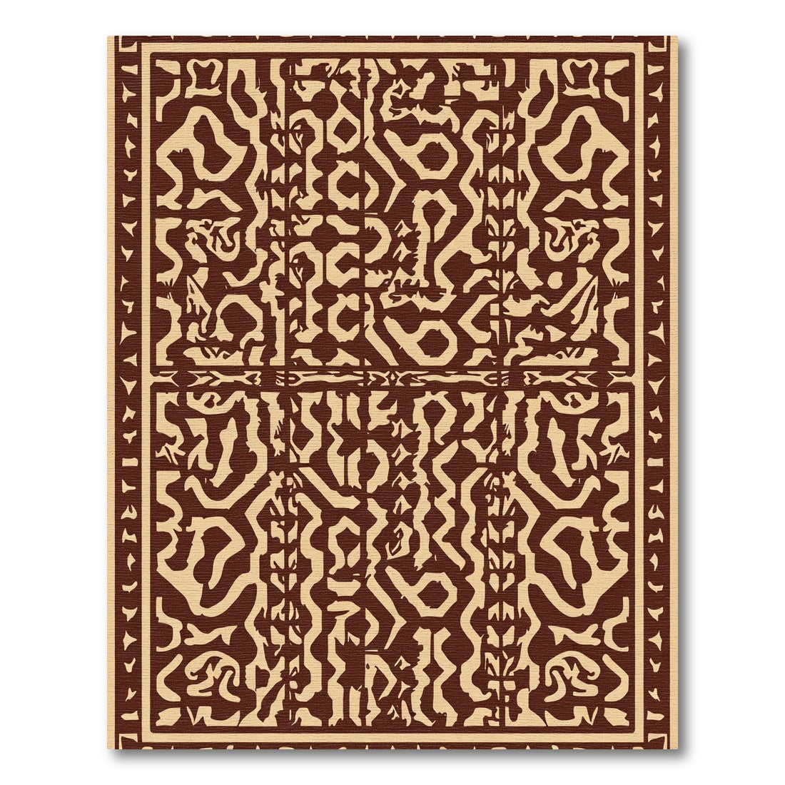 Brown Cream Complex Geometric Layout Rug