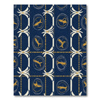 Deep Blue Golden Fish Oval Rug