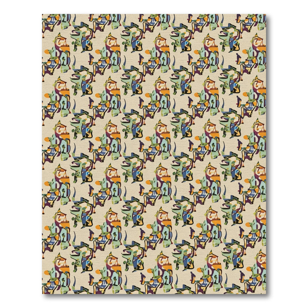 Abstract Multicolor Mid Century Figurative Rug