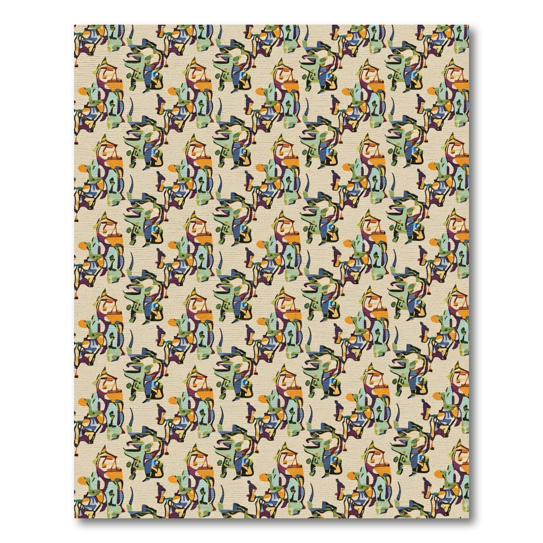 Abstract Multicolor Mid Century Figurative Rug