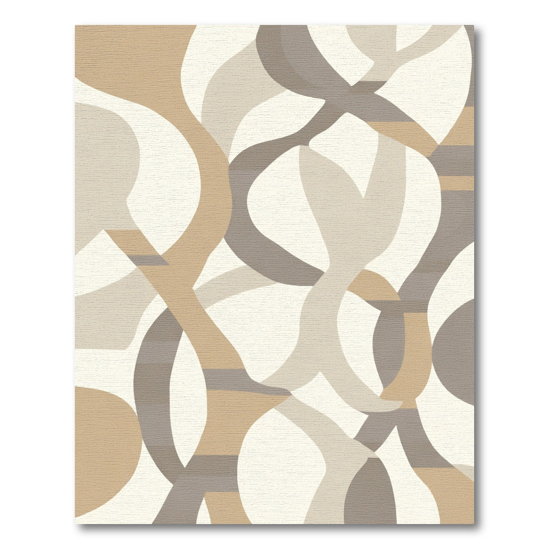 Earthy Neutral Interlocking Abstract Shapes Rug