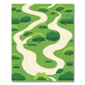Green Hillside Winding Path Trees Rug