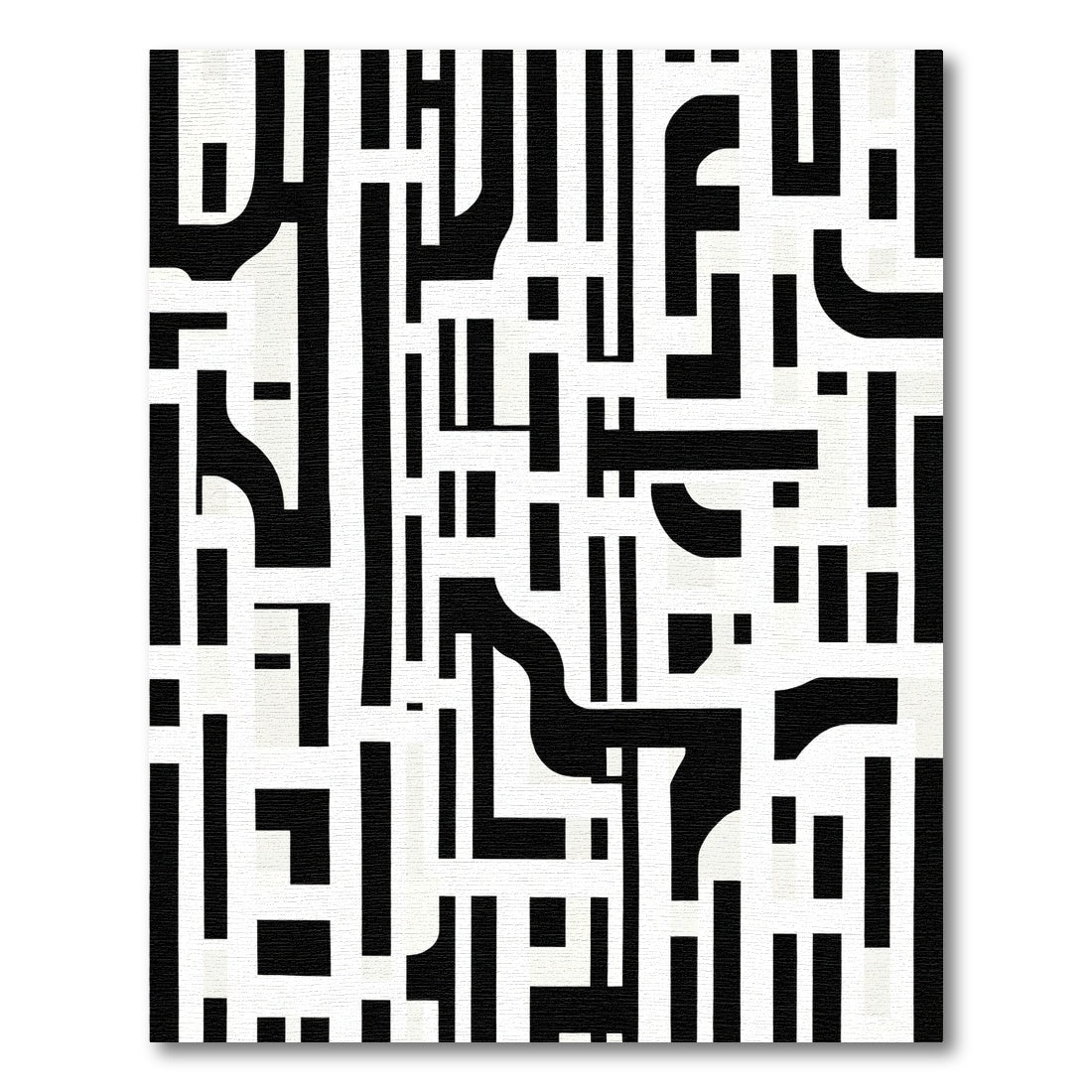 Monochrome Asymmetrical Abstract Lines Rug