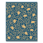 Golden Sea Turtle Swirl Navy Rug