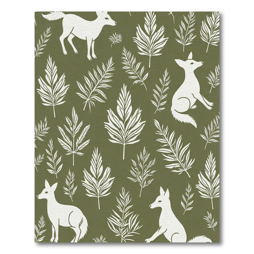 White Fox And Fern Botanical Rug