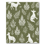 White Fox And Fern Botanical Rug