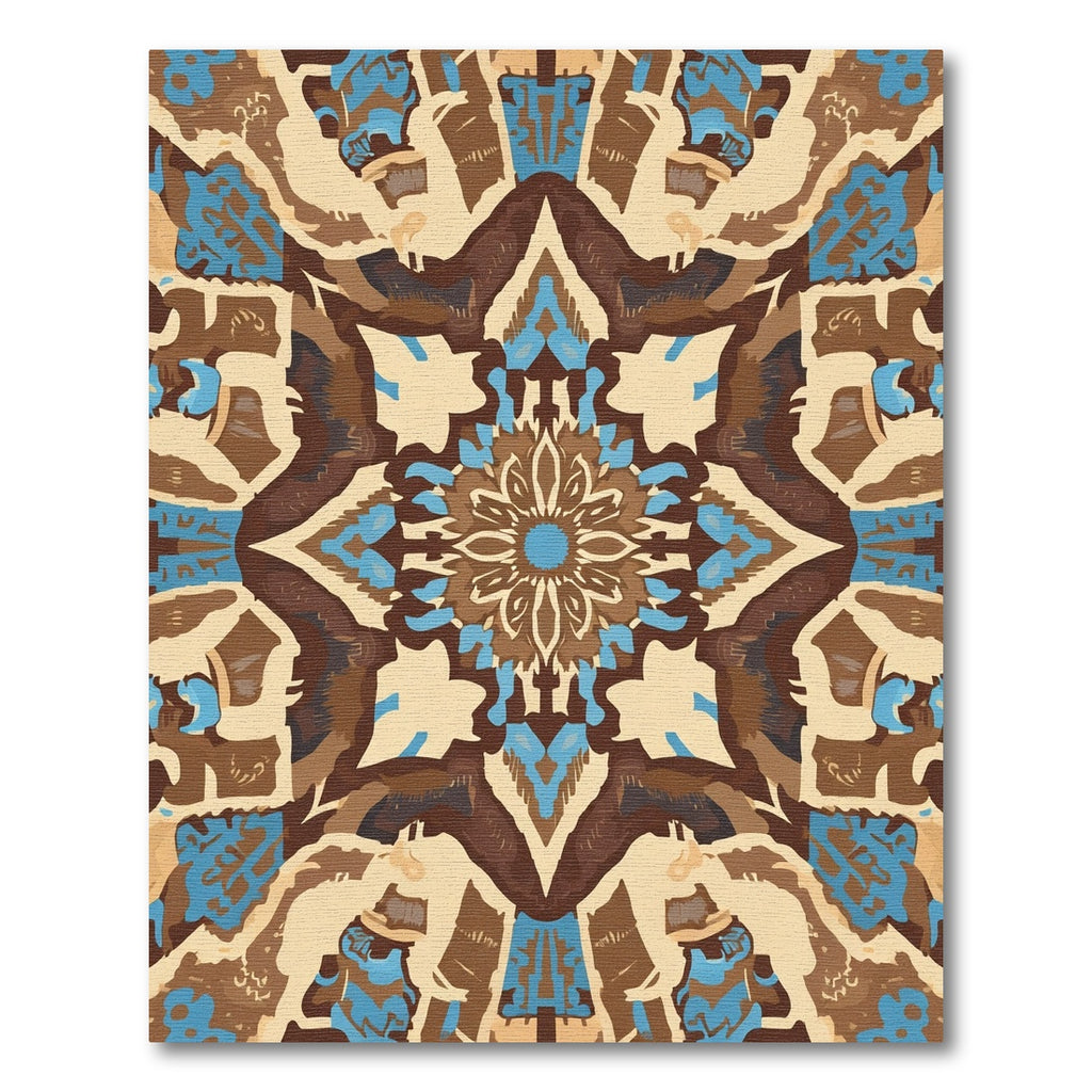Earthy Blue Abstract Mandala Rug