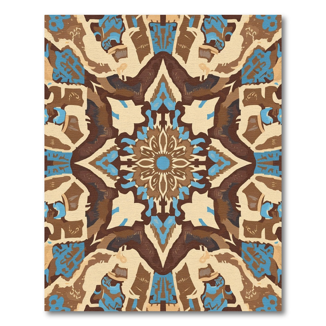 Earthy Blue Abstract Mandala Rug
