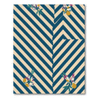 Navy Cream Diagonal Stripe Floral Rug