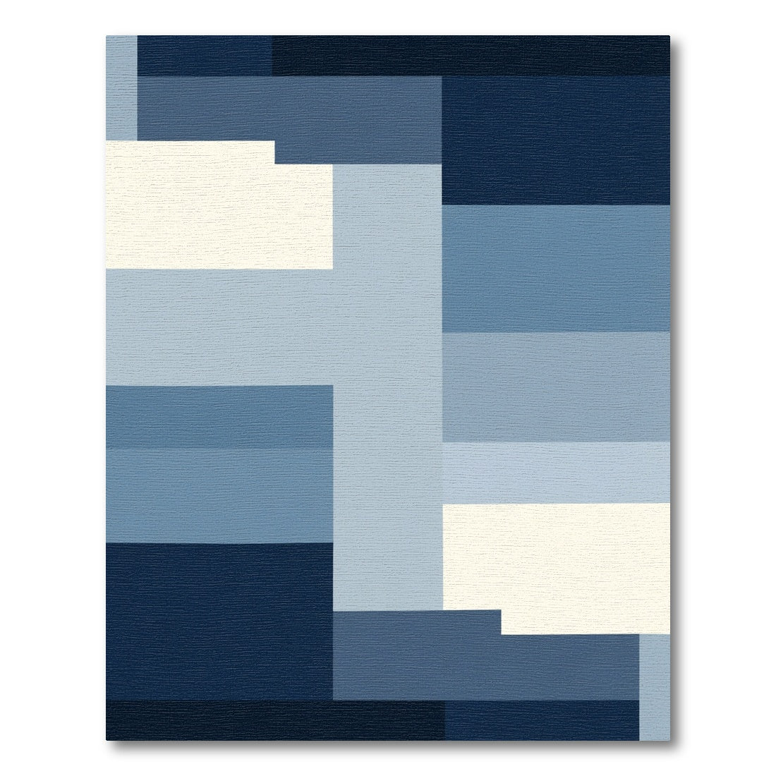 Indigo Slate Tonal Gradient Blocks Rug