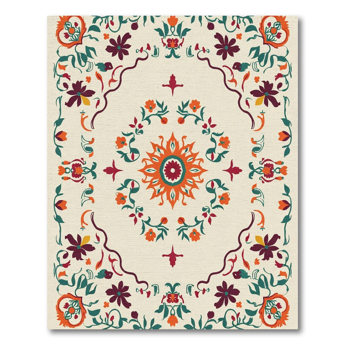 Vibrant Mandala Floral Medallion Rug