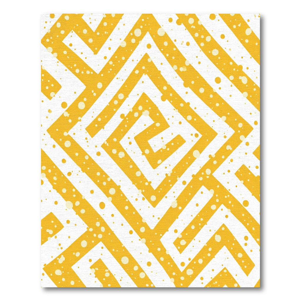 Yellow Geometric Maze Dot Rug
