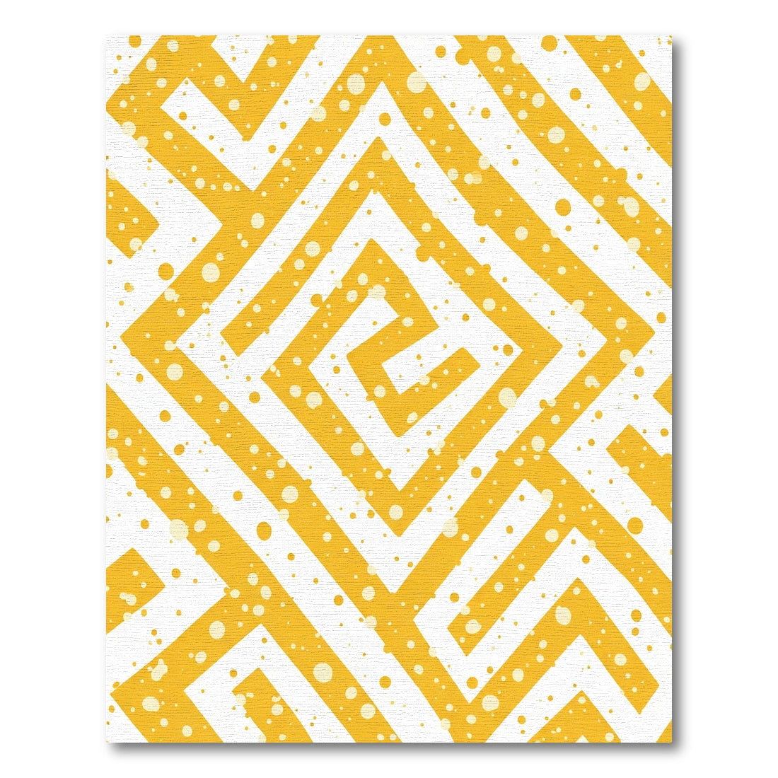 Yellow Geometric Maze Dot Rug
