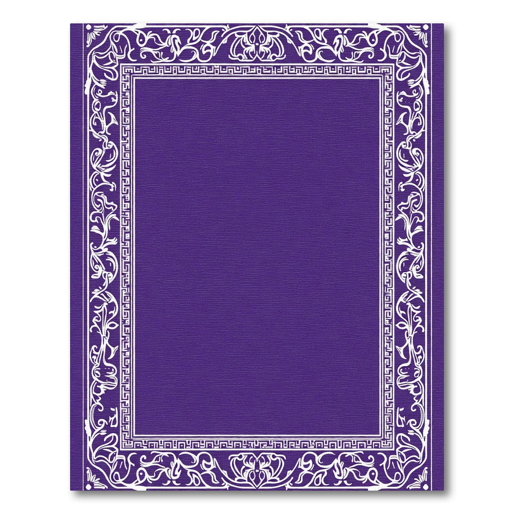 Deep Purple White Floral Border Rug