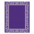 Deep Purple White Floral Border Rug