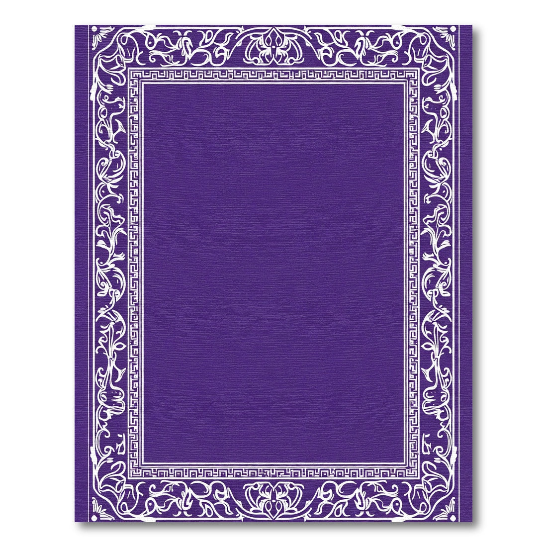 Deep Purple White Floral Border Rug