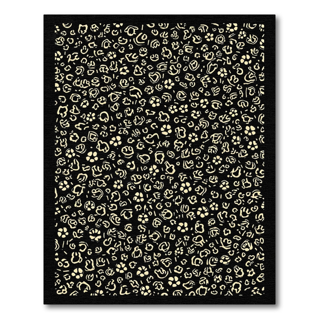 Black and Cream Abstract Floral Arrangement Rug