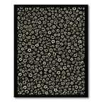 Black and Cream Abstract Floral Arrangement Rug