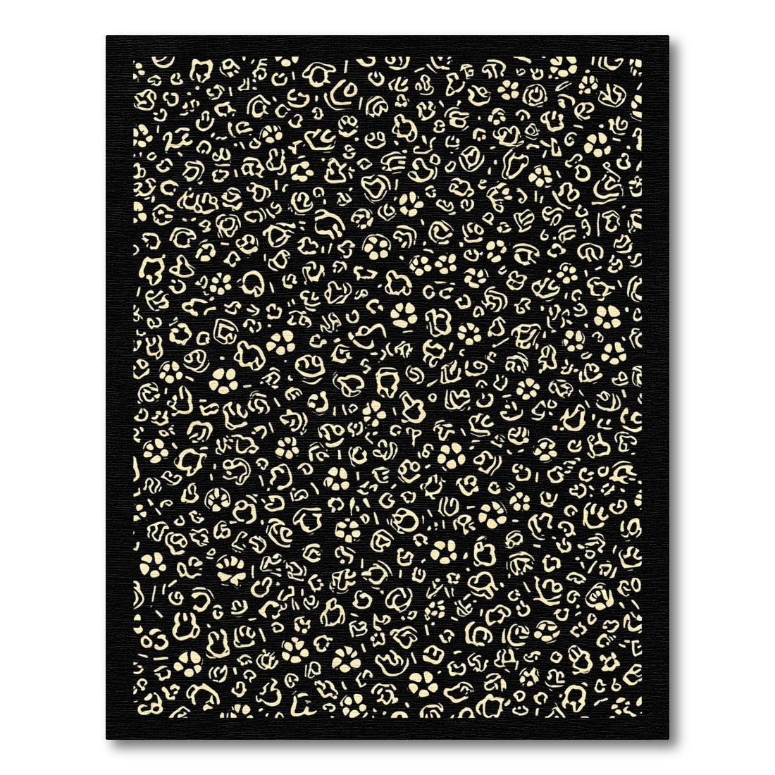 Black and Cream Abstract Floral Arrangement Rug