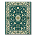 Deep Teal Floral Vine Medallion Rug